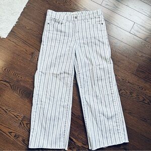 Tribal Black and White Striped Cropped Pants